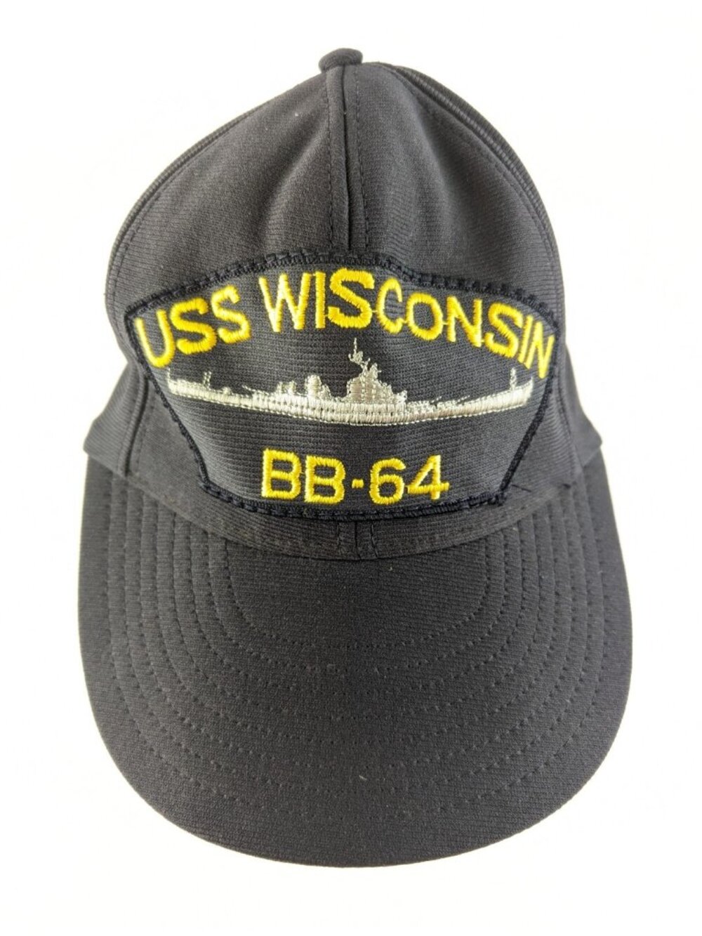 USS Wisconsin BB-64 Battleship Navy Snapback Hat USA Made Military Cap Black
